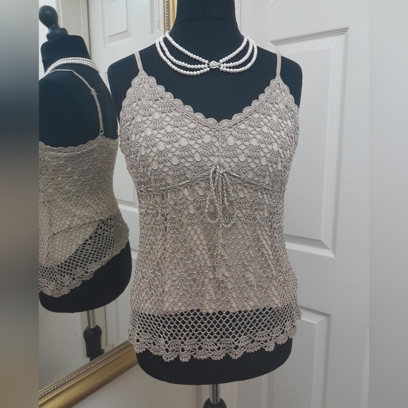 Gold crochet cami top - Picture 2 of 11